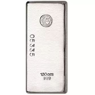 Silver Bullion Bars 100oz Perth Mint Cast Silver Bullion Bar 999 Purity