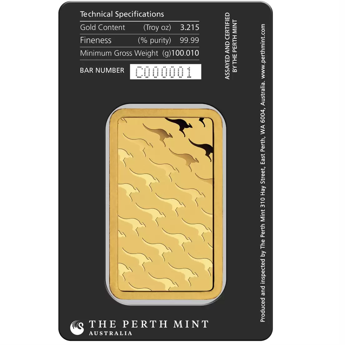  100g Gold Perth Mint Minted Bar